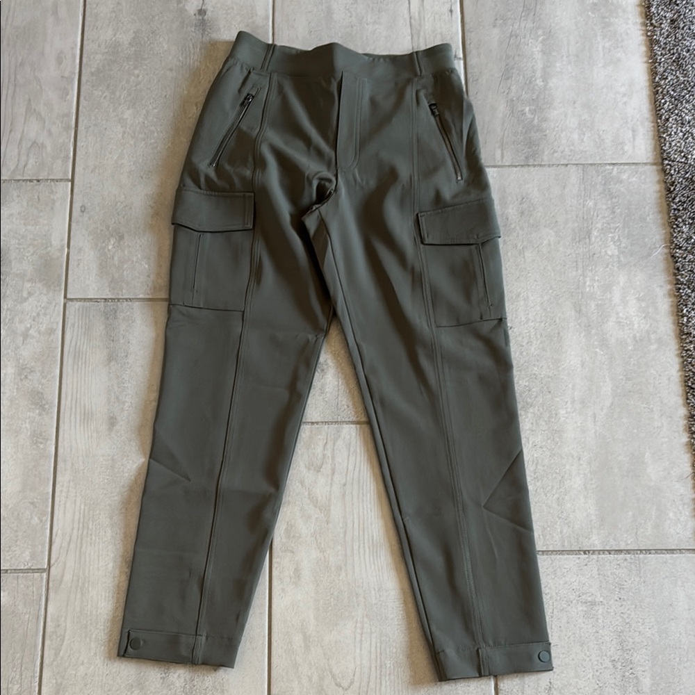 Athleta Green Cargo Pants Straight Leg Utility